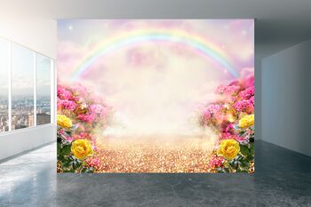 Arc-en-ciel et fleurs papier peint mural Art mural Peel & Stick décor auto-adhésif texturé grand mur Art Print 1