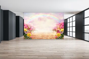 Arc-en-ciel et fleurs papier peint mural Art mural Peel & Stick décor auto-adhésif texturé grand mur Art Print 4