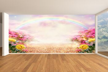 Arc-en-ciel et fleurs papier peint mural Art mural Peel & Stick décor auto-adhésif texturé grand mur Art Print 7