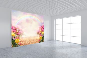 Arc-en-ciel et fleurs papier peint mural Art mural Peel & Stick décor auto-adhésif texturé grand mur Art Print 8