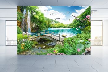 Vue tropicale avec une cascade murale papier peint Wall Art Peel & Stick décor auto-adhésif texturé grand mur Art Print 2