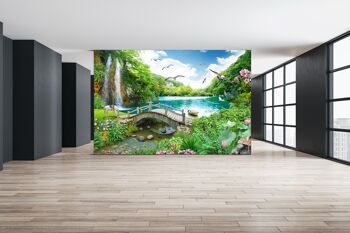 Vue tropicale avec une cascade murale papier peint Wall Art Peel & Stick décor auto-adhésif texturé grand mur Art Print 4