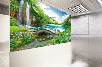 Vue tropicale avec une cascade murale papier peint Wall Art Peel & Stick décor auto-adhésif texturé grand mur Art Print 10