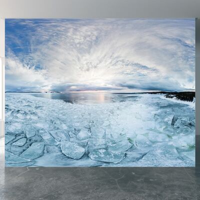 Meer bedeckt mit Eis Wandbild Tapete Wandkunst abziehen und aufkleben, selbstklebendes Dekor, strukturierter großer Wandkunstdruck