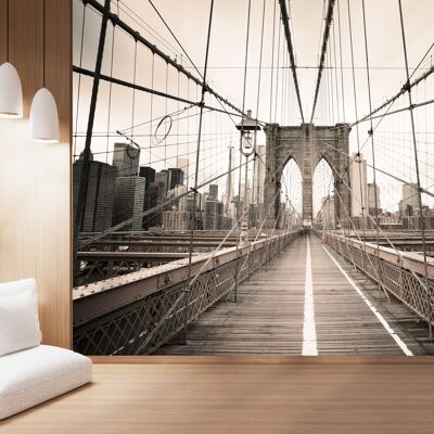 Brooklin Bridge-NYC Wall Mural Wallpaper Wall Art Peel & Stick Self Adhesive Decor Textured Large Wall Art Print