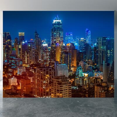 Big City Skyline Wall Mural Wallpaper Wall Art Peel & Stick Self Adhesive Decor Textured Large Wall Art Print