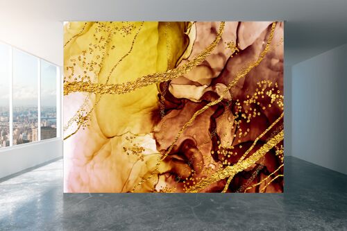 Abstract gold painting Wall Mural Wallpaper Wall Art Peel & Stick Self Adhesive Decor Textured Large Wall Art Print