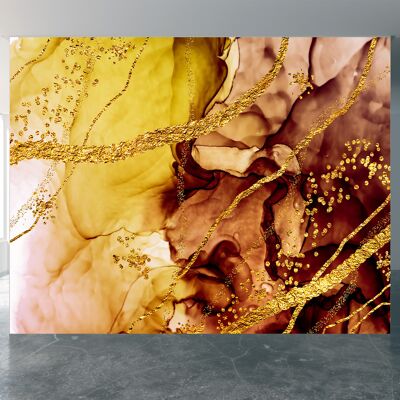 Pittura astratta in oro Carta da parati Carta da parati Wall Art Peel & Stick Decorazione autoadesiva Tessuto grande stampa artistica da parete