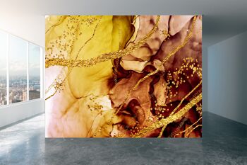 Peinture abstraite d'or papier peint mural Art mural Peel & Stick décor auto-adhésif texturé grand mur Art Print 1