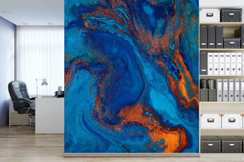 Bleu et Orange mélange marbre murale papier peint Wall Art Peel & Stick décor auto-adhésif texturé grand mur Art Print 10