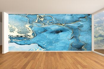Marbre bleu et blanc avec pigments dorés Papier peint mural Art mural Peel & Stick Décor auto-adhésif Texturé Grand mur Art Print 7
