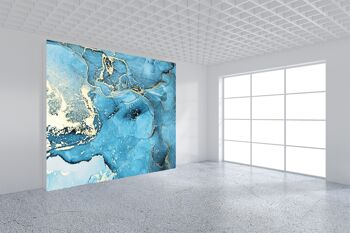 Marbre bleu et blanc avec pigments dorés Papier peint mural Art mural Peel & Stick Décor auto-adhésif Texturé Grand mur Art Print 8