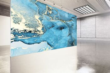 Marbre bleu et blanc avec pigments dorés Papier peint mural Art mural Peel & Stick Décor auto-adhésif Texturé Grand mur Art Print 10