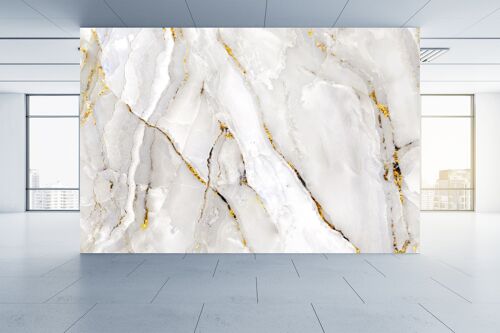 White and Gold Marble Wall Mural Wallpaper Wall Art Peel & Stick Self Adhesive Decor Textured Large Wall Art Print