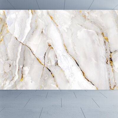 White and Gold Marble Wall Mural Wallpaper Wall Art Peel & Stick Self Adhesive Decor Textured Large Wall Art Print