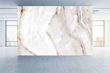 Papier peint mural en marbre doré et blanc Art mural Peel & Stick Décor auto-adhésif Texturé Grand mur Art Print 2
