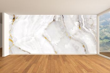Papier peint mural en marbre doré et blanc Art mural Peel & Stick Décor auto-adhésif Texturé Grand mur Art Print 7