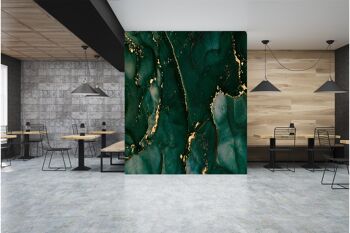 Or et vert abstrait marbre papier peint mural Art mural Peel & Stick décor auto-adhésif texturé grand mur Art Print 9