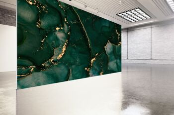 Or et vert abstrait marbre papier peint mural Art mural Peel & Stick décor auto-adhésif texturé grand mur Art Print 10