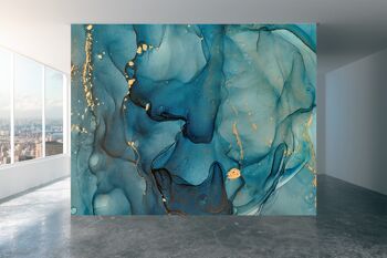 Métallique Bleu Tourbillons Papier Peint Papier Peint Mur Art Peel & Stick Auto Adhésif Décor Texturé Grand Mur Art Print 1