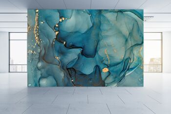 Métallique Bleu Tourbillons Papier Peint Papier Peint Mur Art Peel & Stick Auto Adhésif Décor Texturé Grand Mur Art Print 2