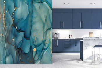 Métallique Bleu Tourbillons Papier Peint Papier Peint Mur Art Peel & Stick Auto Adhésif Décor Texturé Grand Mur Art Print 6