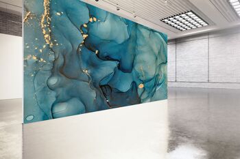 Métallique Bleu Tourbillons Papier Peint Papier Peint Mur Art Peel & Stick Auto Adhésif Décor Texturé Grand Mur Art Print 10