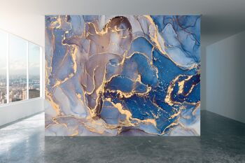 Blue Snaking Metallic Swirl Wall Mural Wallpaper Wall Art Peel & Stick Self Adhesive Decor Texturé Large Wall Art Print 1