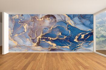 Blue Snaking Metallic Swirl Wall Mural Wallpaper Wall Art Peel & Stick Self Adhesive Decor Texturé Large Wall Art Print 7
