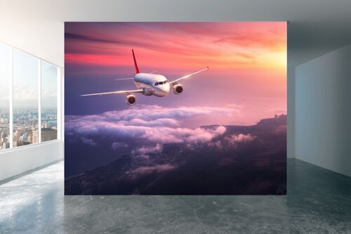 Plane over the Clouds Wall Mural Wallpaper Wall Art Peel & Stick Self Adhesive Decor Textured Large Wall Art Print