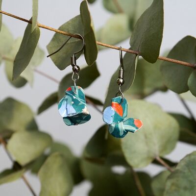 Boucles d'oreilles origami - Couple de papillons bleus