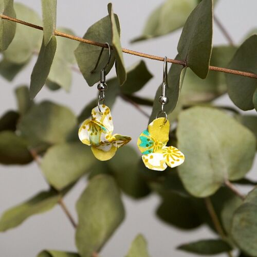 Boucles d'oreilles origami - Couple de papillons jaunes