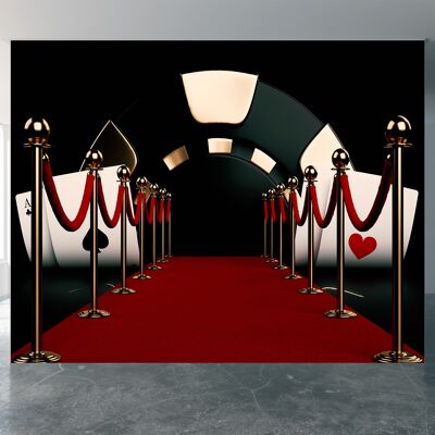 Red Carpet Poker Wall Mural Wallpaper Wall Art Peel & Stick Decoración autoadhesiva Textured Large Wall Art Print