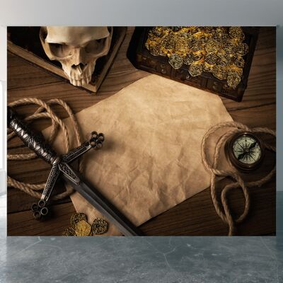 Pirate Capitan Table Wall Mural Wallpaper Wall Art Peel & Stick Self Adhesive Decor Textured Large Wall Art Print