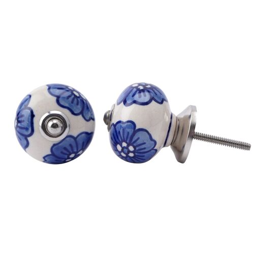 Blue With White Flower Drawer Pull
