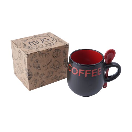 Red 'Coffee' Mug and Spoon Set