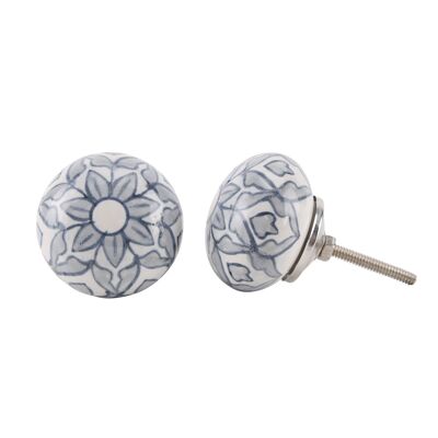 Grey & Blue Flower Drawer Pull