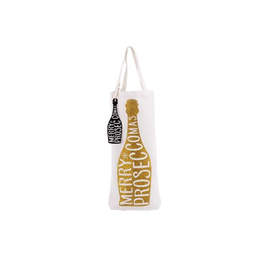 Gold Glitter 'Merry Proseccomas' Bottle Bag