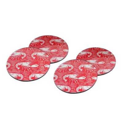Harbour Red Lobster Set of 4 Glass Coasters