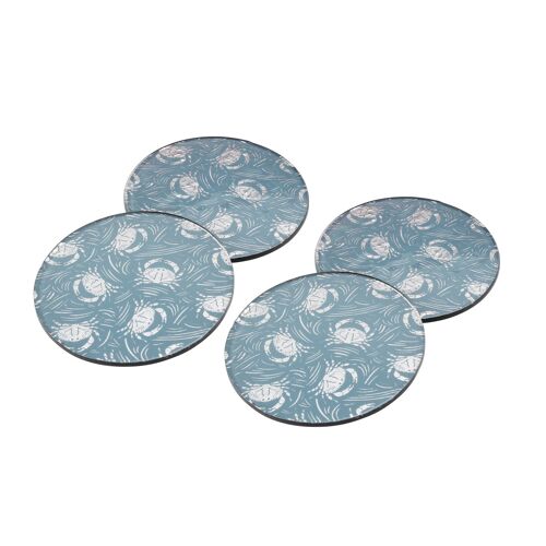 Harbour Blue Crab Set of 4 Glass Coasters