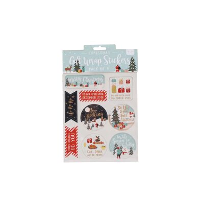 Pack of 9 Christmas Gift Wrap Stickers