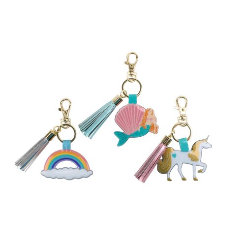 3 Assorted Mermaid, Unicorn and Rainbow Keyrings