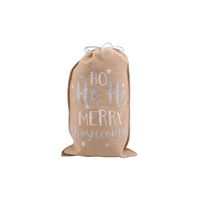 Silver Ho Ho Ho..Hessian Santa Sack