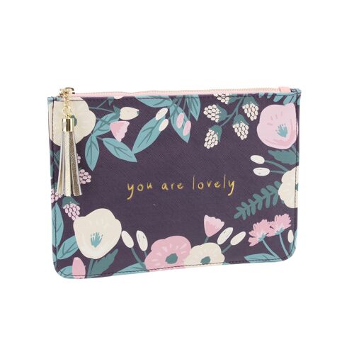 You Are Lovely' Purple Beauty Bag