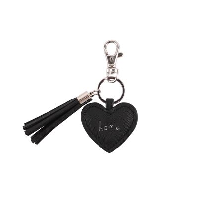 Send With Love Heart Keyring 'Home' In Black