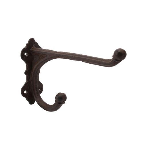 Large Traditional Hat & Coat Cast Iron Double Hook