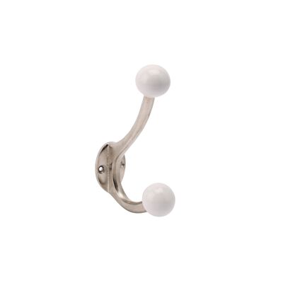 Nickel Twin Hook With White Ceramic Ball