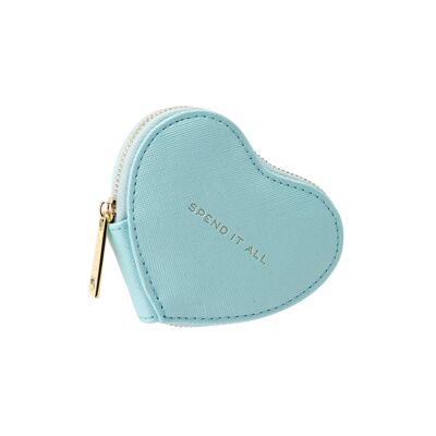 W&R Sky Blue Spend It All Heart Coin Purse