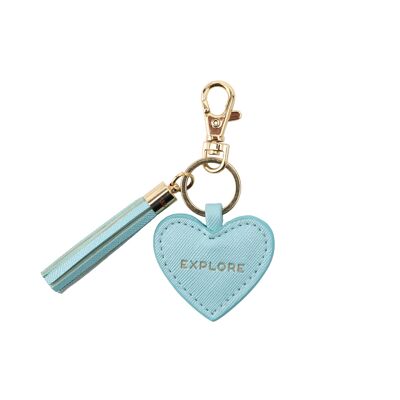 W&R Sky Blue Explore Heart Keyring