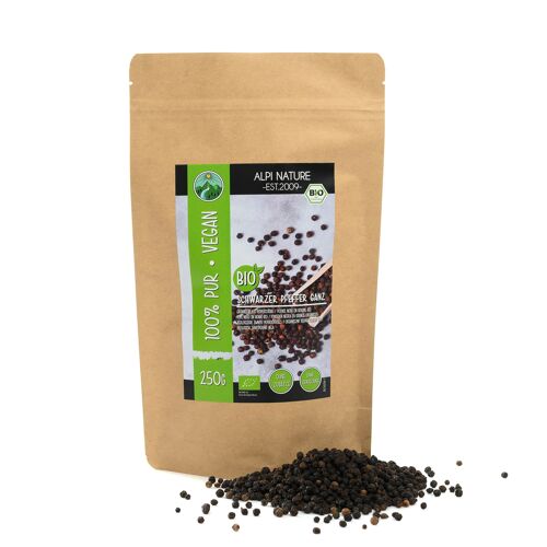 Organic black peppercorns 250g
